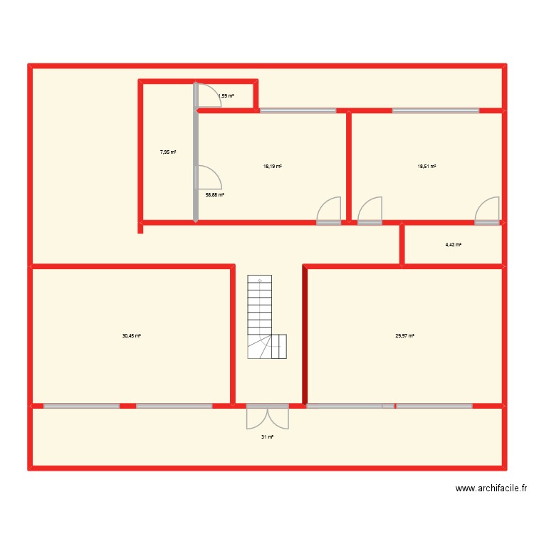 nnnn1   etage1288. Plan de 9 pièces et 201 m2