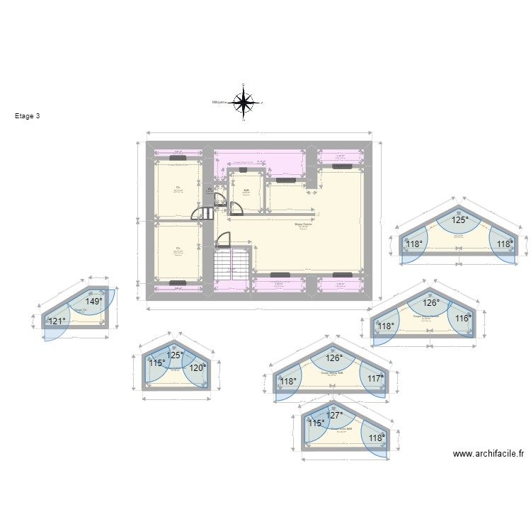 ML23020814 Copropriété Jean Viriot. Plan de 18 pièces et 199 m2