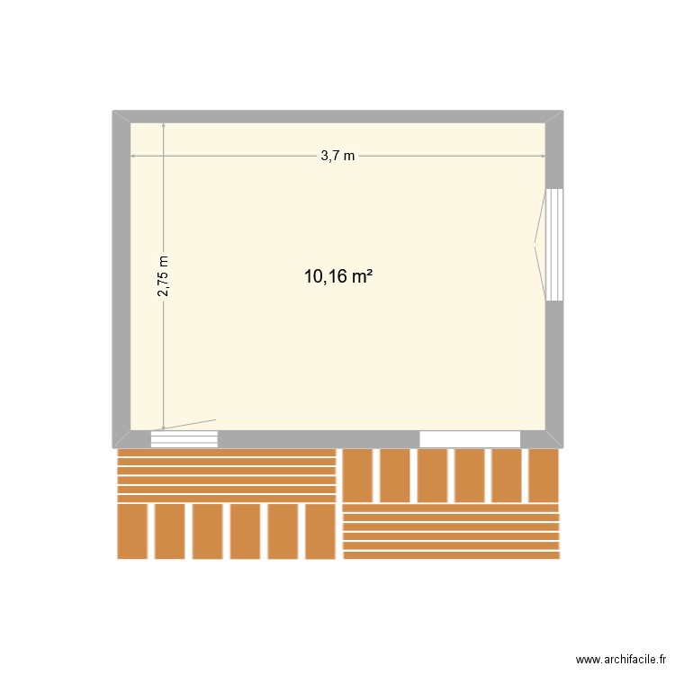 emprise au sol. Plan de 1 pièce et 10 m2