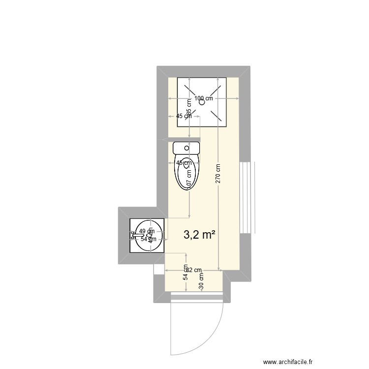BACHO Manuel existant. Plan de 1 pièce et 3 m2