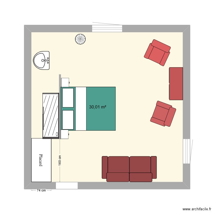 Chambre initiale. Plan de 0 pièce et 0 m2