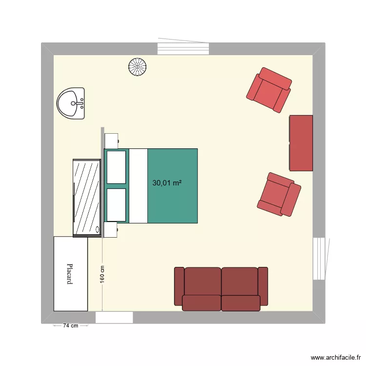 Chambre initiale. Plan de 
