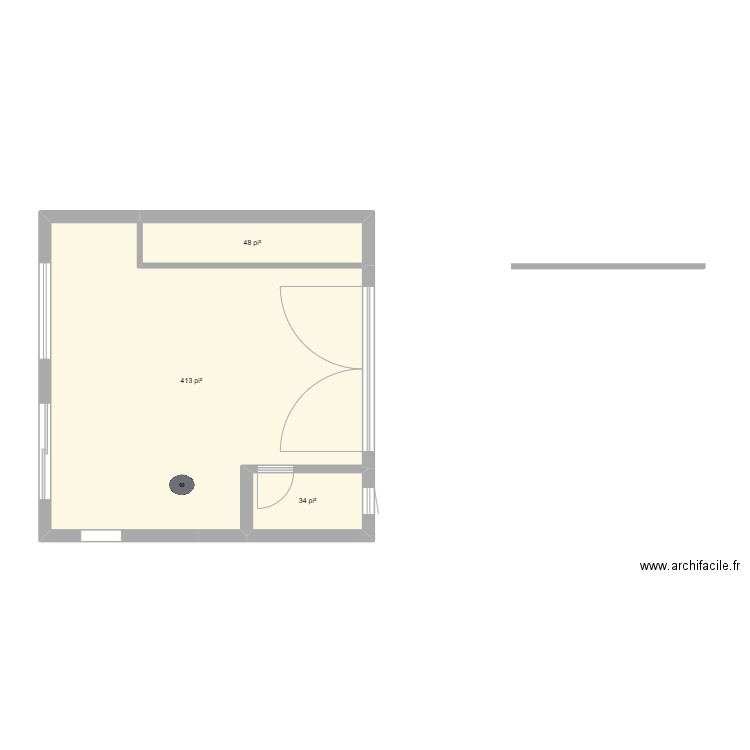 garage x2. Plan de 3 pièces et 46 m2