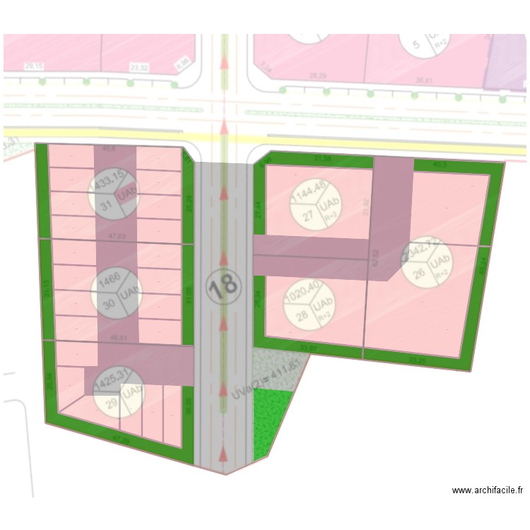 Ggvbv. Plan de 38 pièces et 6365 m2