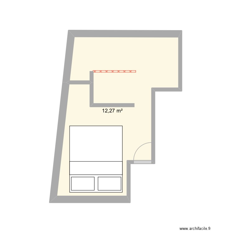 Chambre. Plan de 1 pièce et 12 m2
