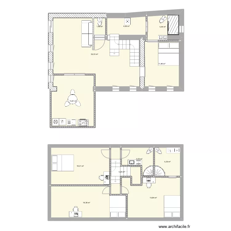 maison. Plan de 12 pièces et 135 m²