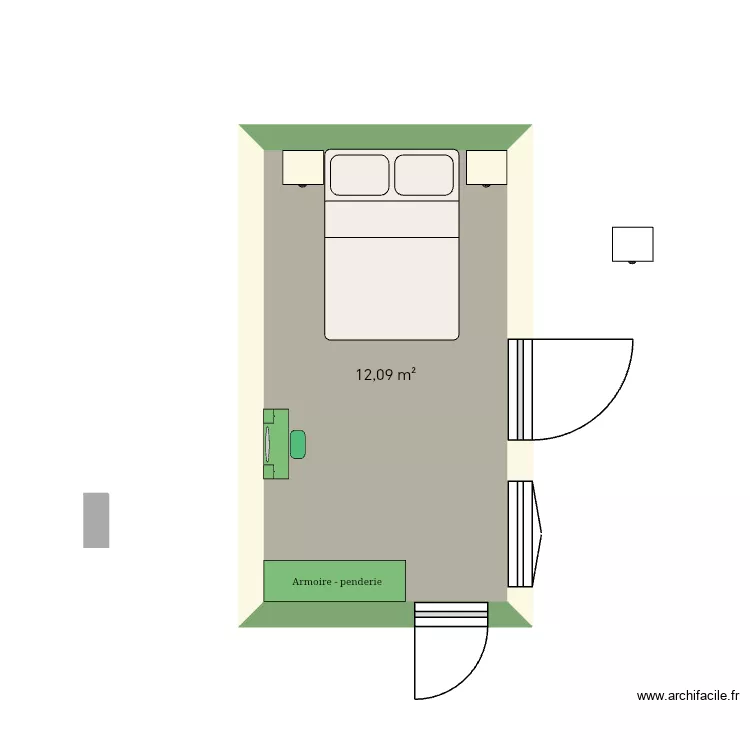 Chambre jipso. Plan de 1 Pièce et 12 m² Chambre jipso. Plan de 1 Pièce et 12 m²