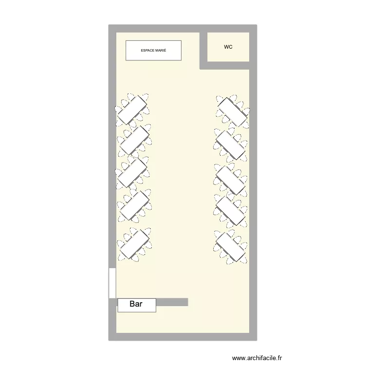 mariage. Plan de 2  et 49 m²
