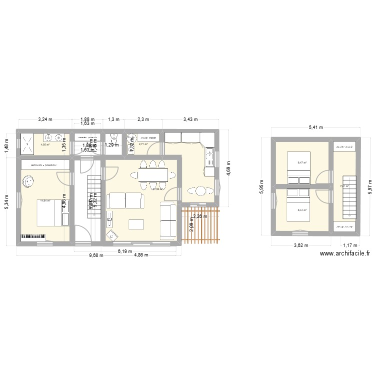 Blainville 1. Plan de 7 pièces et 78 m2