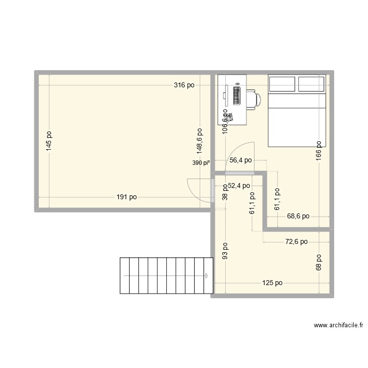 sous sol version 1. Plan de 1 pièce et 36 m2