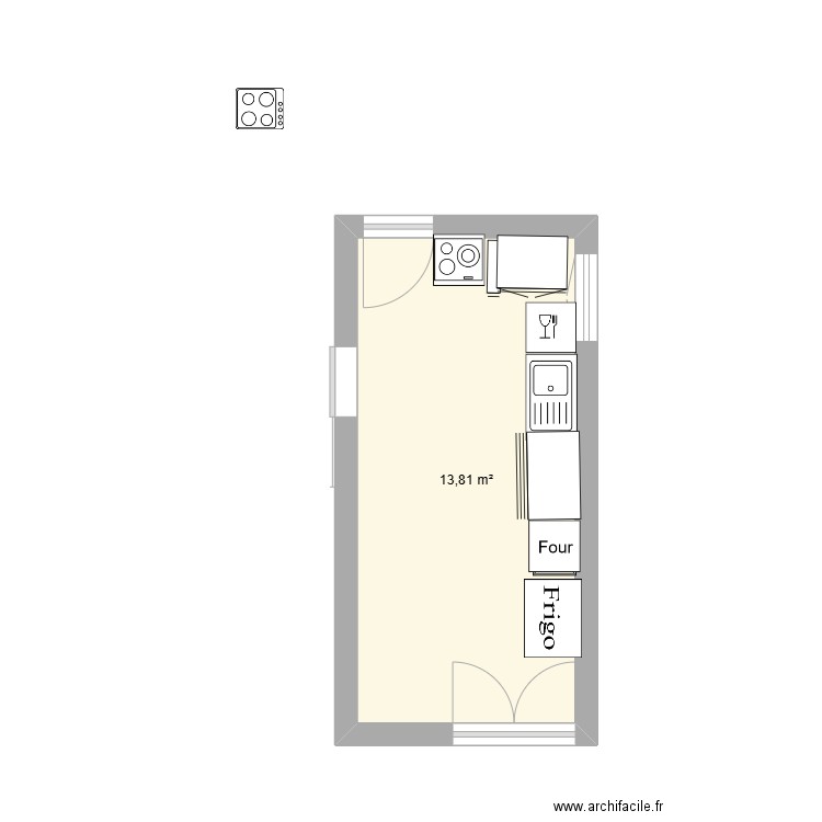 Cuisine 1 issambres. Plan de 1 pièce et 14 m2