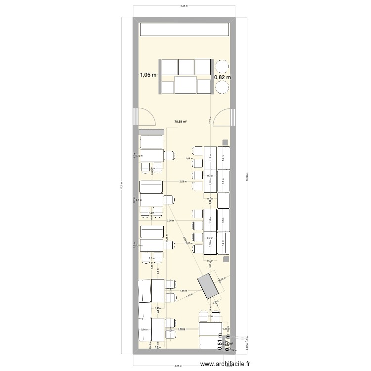 WVZ_SEZ Local de pause. Plan de 2 pièces et 80 m2