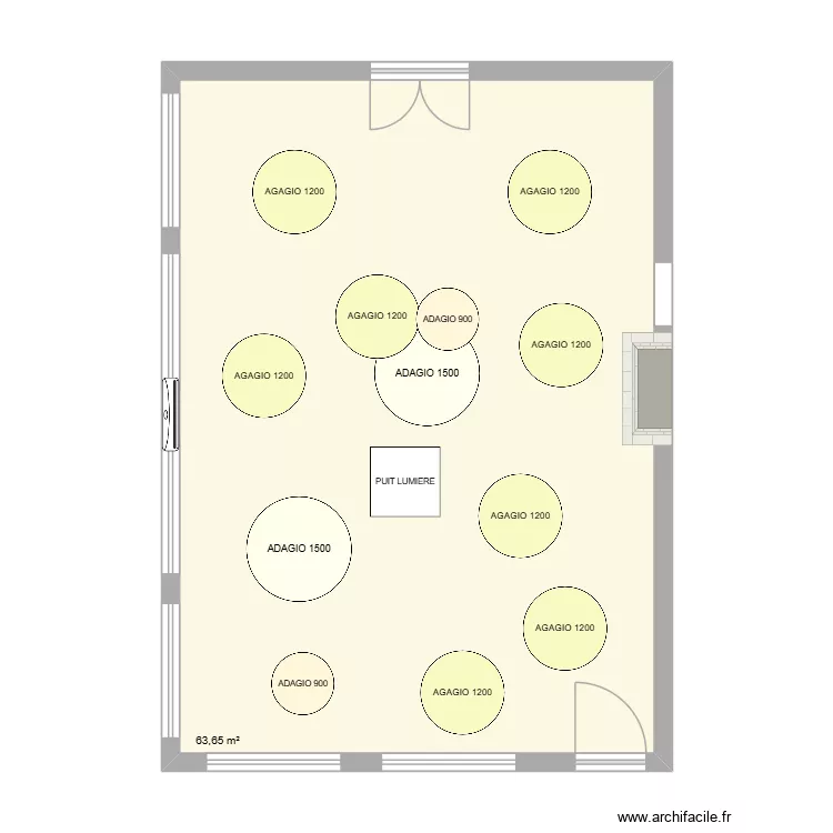REFECTOIRE - MAIRIE DE NOGENT SUR EURE. Plan de 1  et 64 m²