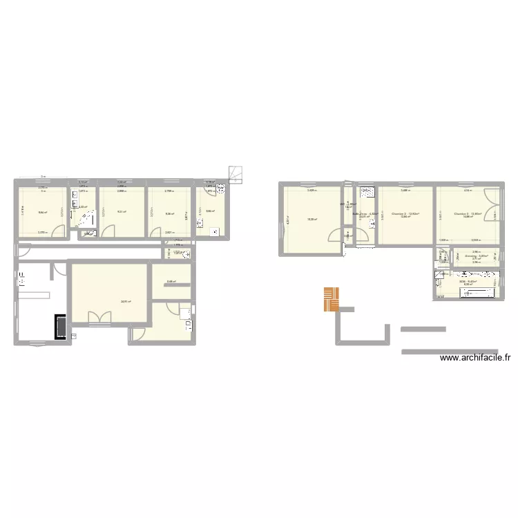 Maison. Plan de 20  et 133 m²
