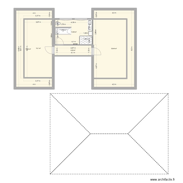 Maison1. Plan de 5 pièces et 87 m2
