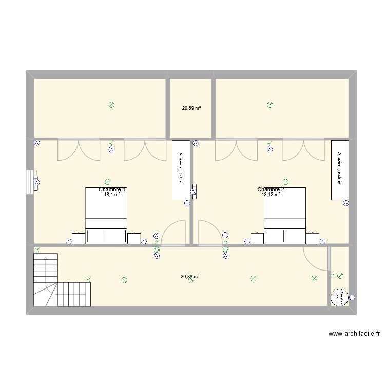 Porte de Crouy. Plan de 4 pièces et 78 m2