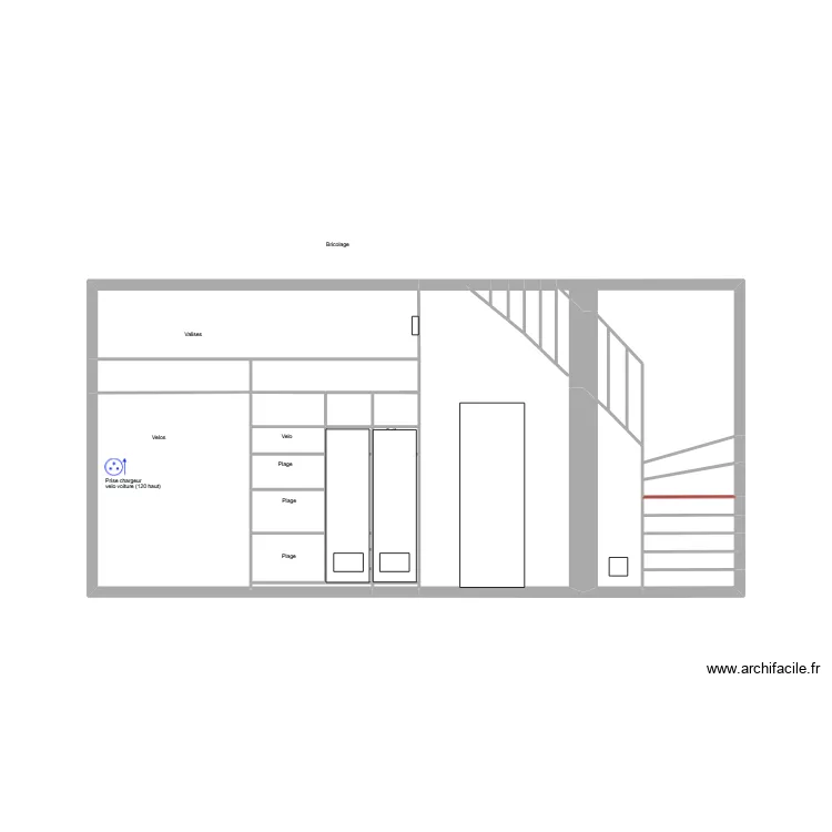 Mur garage cot&eacute; escalier. Plan de 33  et 21 m²