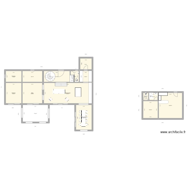 T22. Plan de 15 pièces et 184 m2