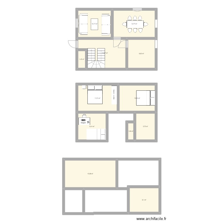 HER. Plan de 12 pièces et 108 m2