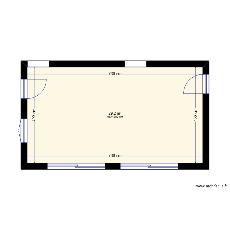 salon cotation. Plan de 1 pièce et 29 m2