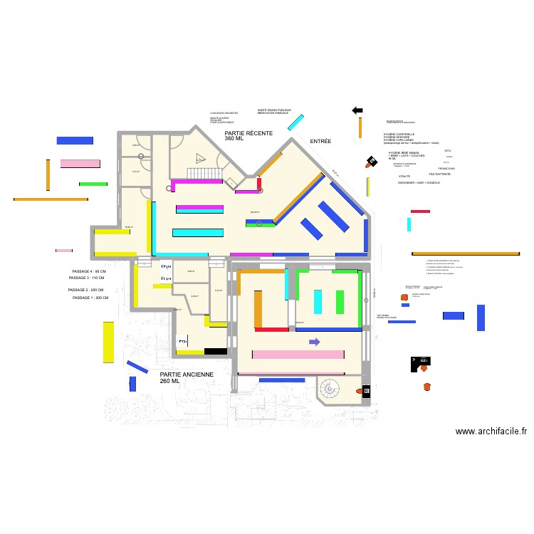 Plan pharmacie Entière 27 entrée zone récente. Plan de 10 pièces et 252 m2