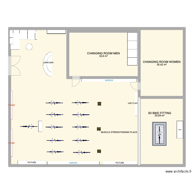 PLAN SALLE UAE. Plan de 4 pièces et 239 m2