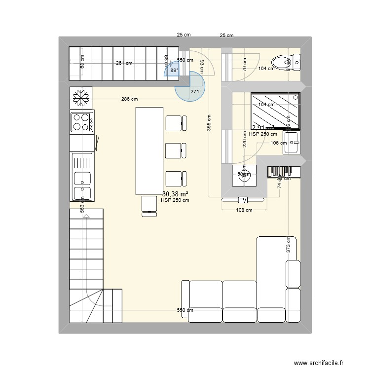 Studio. Plan de 0 pièce et 0 m2