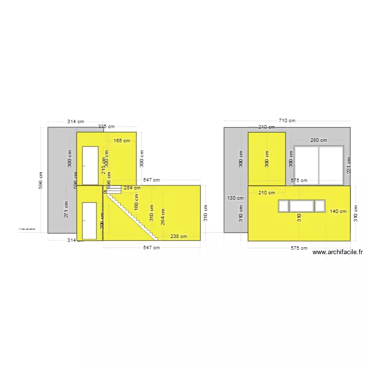 Projet 3  vue cote & facade arri&egrave;re 130cm Molenbeek 5.11.24. Plan de 