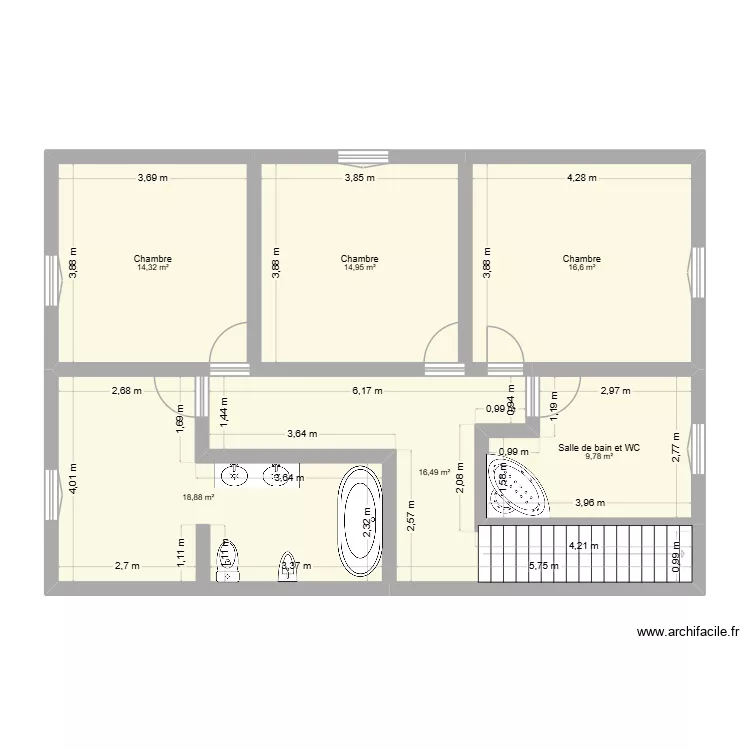 Plan Alex. Plan de 6  et 91 m²