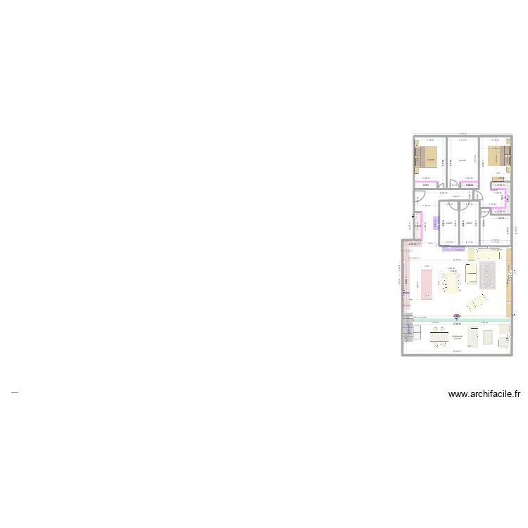 plan avec meubles 2. Plan de 11  et 164 m²