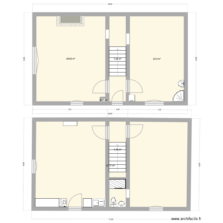 Aimargues existant v2. Plan de 6 pièces et 122 m2