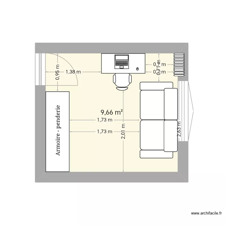 Salle de jeux. Plan de 1 et 10 m² Salle de jeux. Plan de 1 et 10 m²