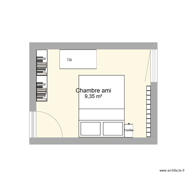 Appt Chambre 1. Plan de 1 pièce et 9 m2