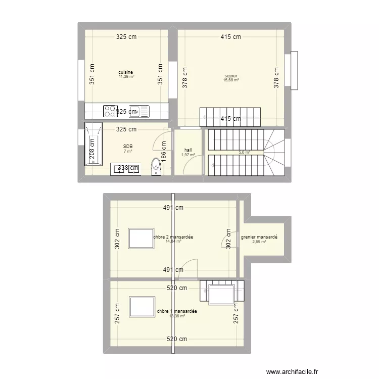 FREDERIC duplex 2eme etage . Plan de 