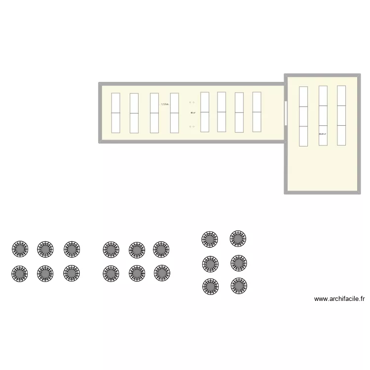 Bel étage tables droites 6 pers / 152 p. Plan de Bel étage tables droites 6 pers / 152 p. Plan de