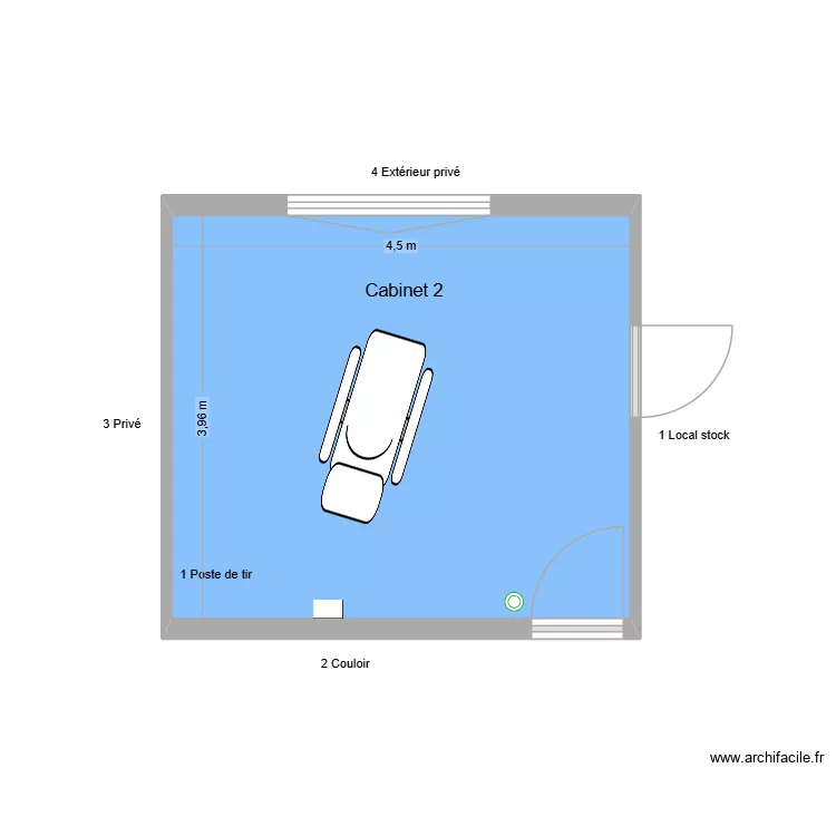 10369 Cabinet 2. Plan de 1  et 18 m²