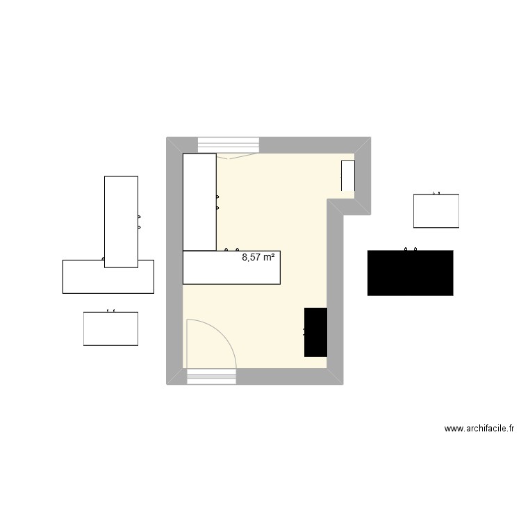 Bureau Couedic. Plan de 1 pièce et 9 m2