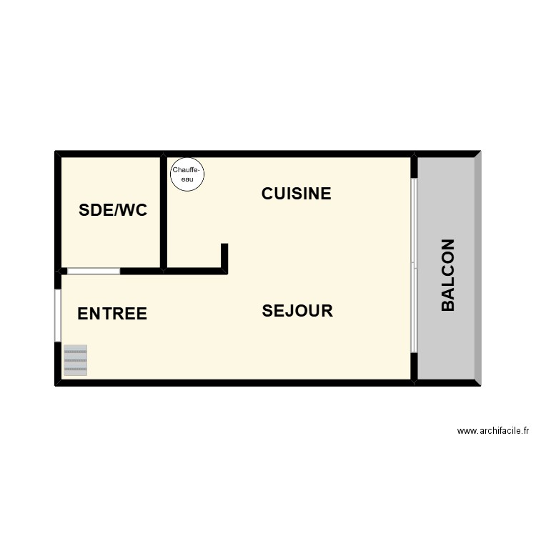 RAT. Plan de 3 pièces et 27 m2