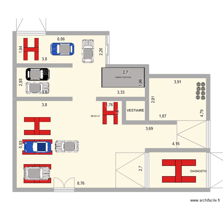 AUTO 3000 .. Plan de 3 pièces et 110 m2