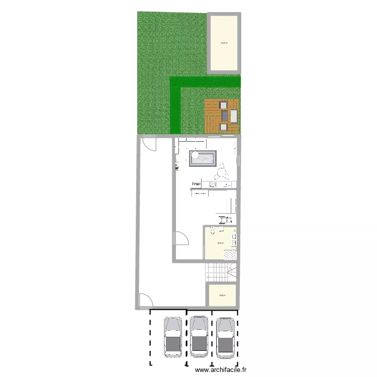 CACHAN ETAGE RDC. Plan de 3  et 26 m²