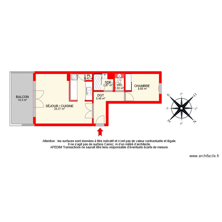 BI 31034. Plan de 9 pièces et 57 m2