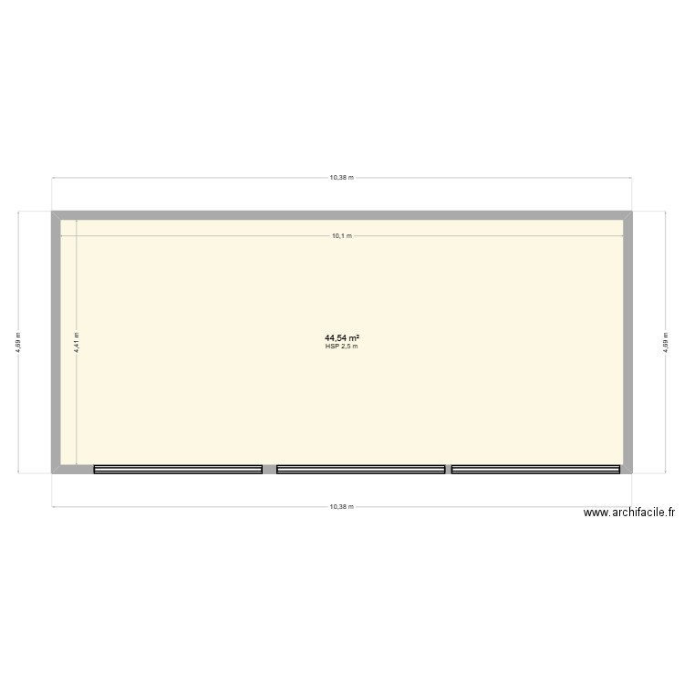 MEZZA. Plan de 1 pièce et 45 m2