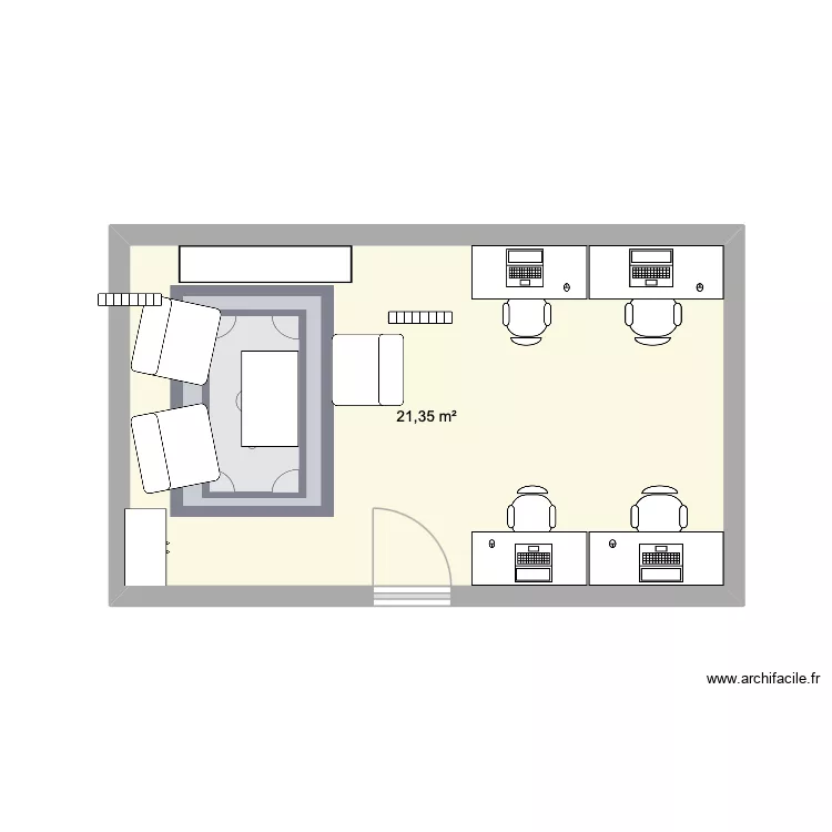 bureau. Plan de 1  et 21 m²