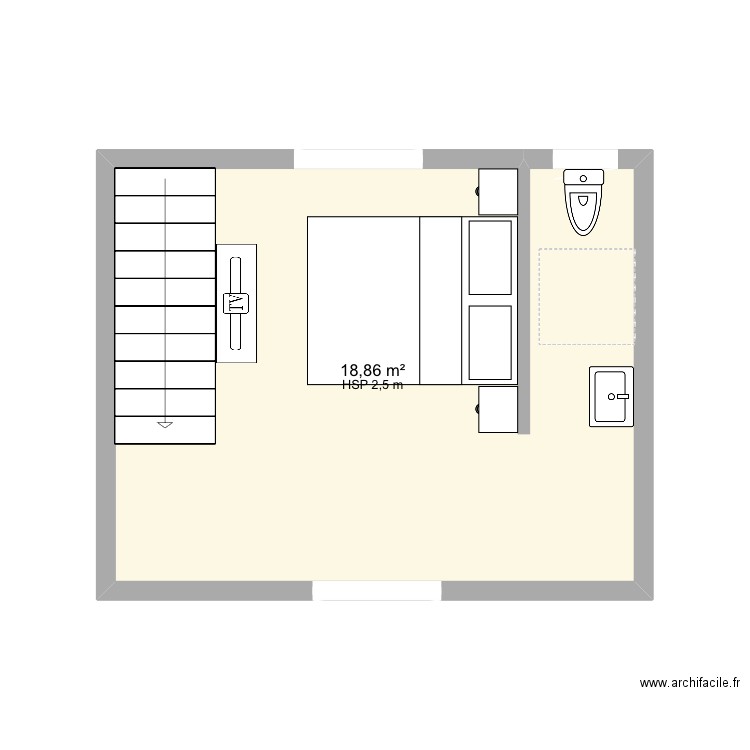 Haut de maison a baie-mahault. Plan de 1 pièce et 19 m2