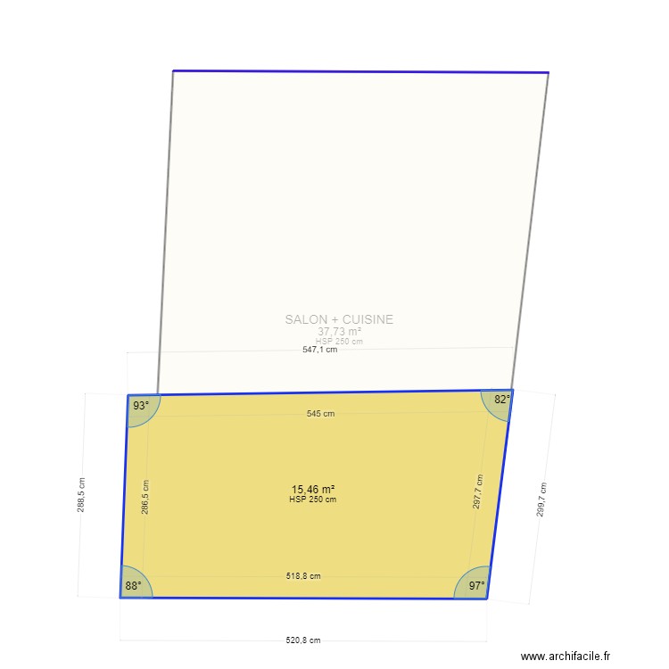 MAISON 119 . Plan de 2 pièces et 53 m2