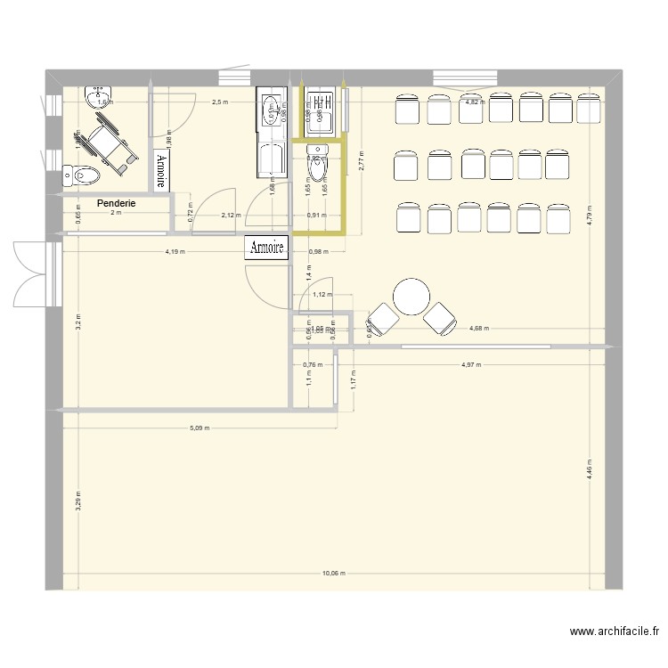 SDR 2. Plan de 11 pièces et 91 m2