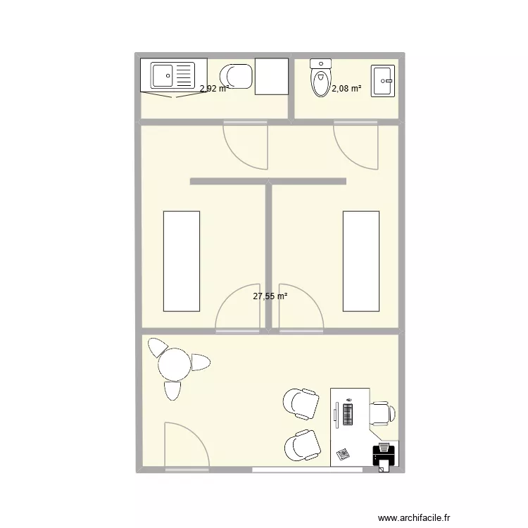 Atelier md. Plan de 3  et 33 m²
