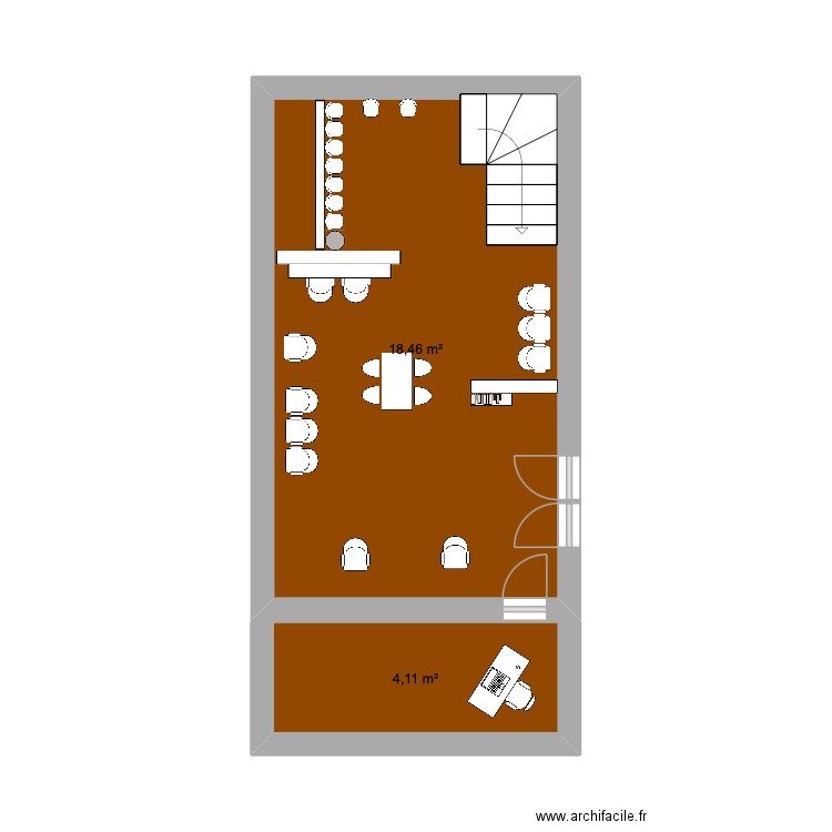 heut 2. Plan de 2 pièces et 23 m2
