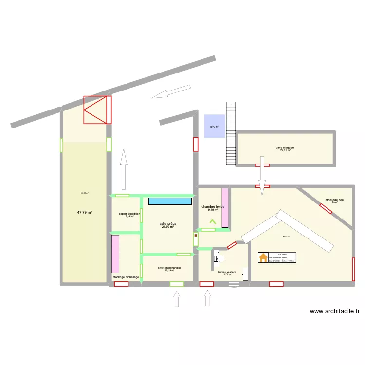 fromagerie preparation commande. Plan de 10 pièces et 240 m²