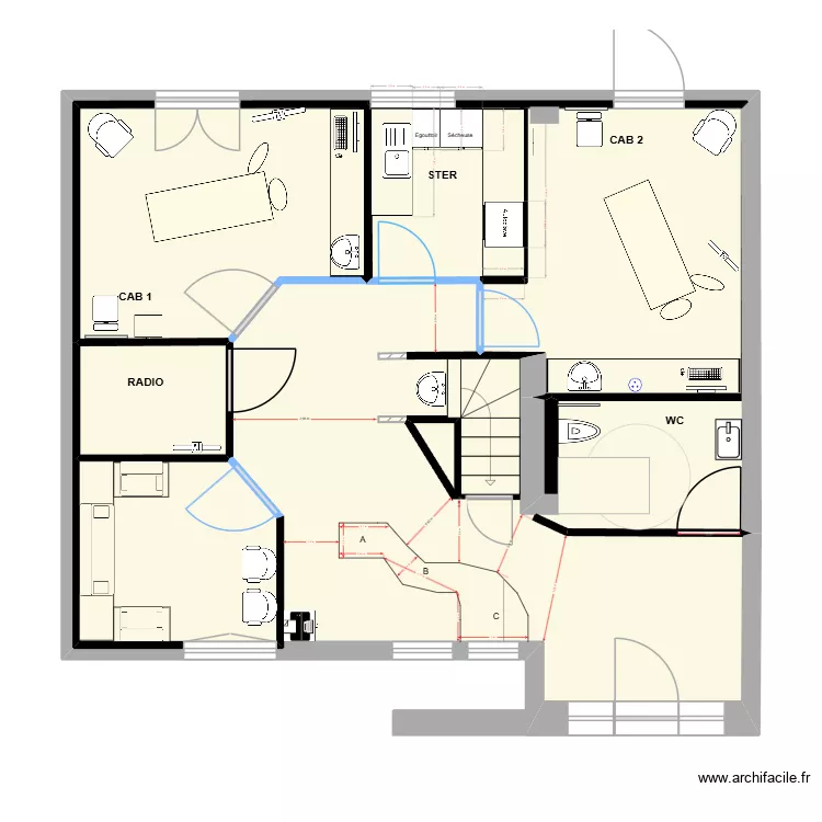 Leroux Sc&eacute;nario Futur Borne Accueil 2. Plan de 4 pièces et 102 m²